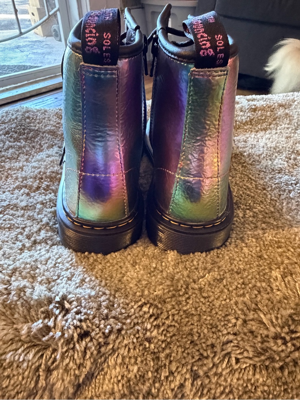 Dr. Martens Iridescent Holographic Lace-Up Combat Boots girls size 3 - Picture 3 of 7